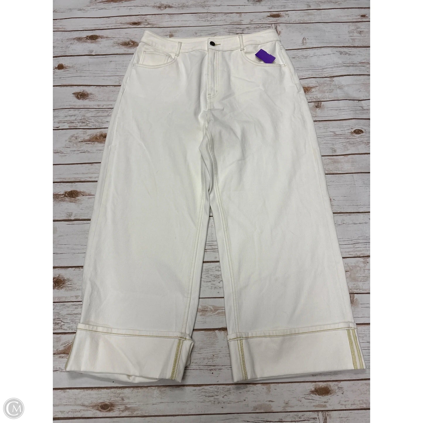 Jeans Wide Leg By Halara In Cream Denim, Size: Xl