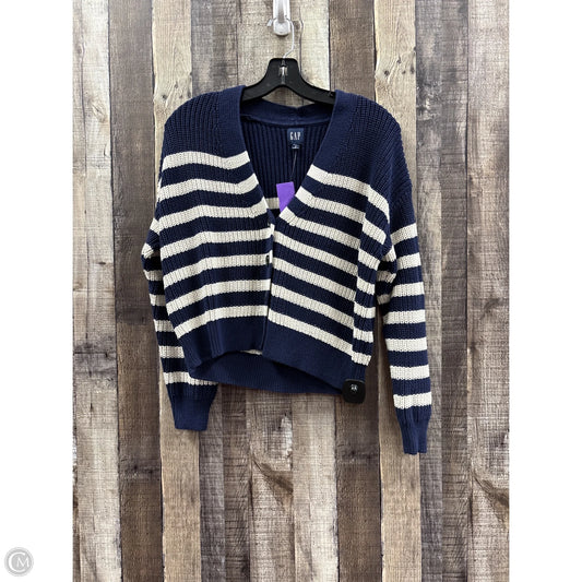 Sweater Cardigan By Gap In Blue & White, Size: S