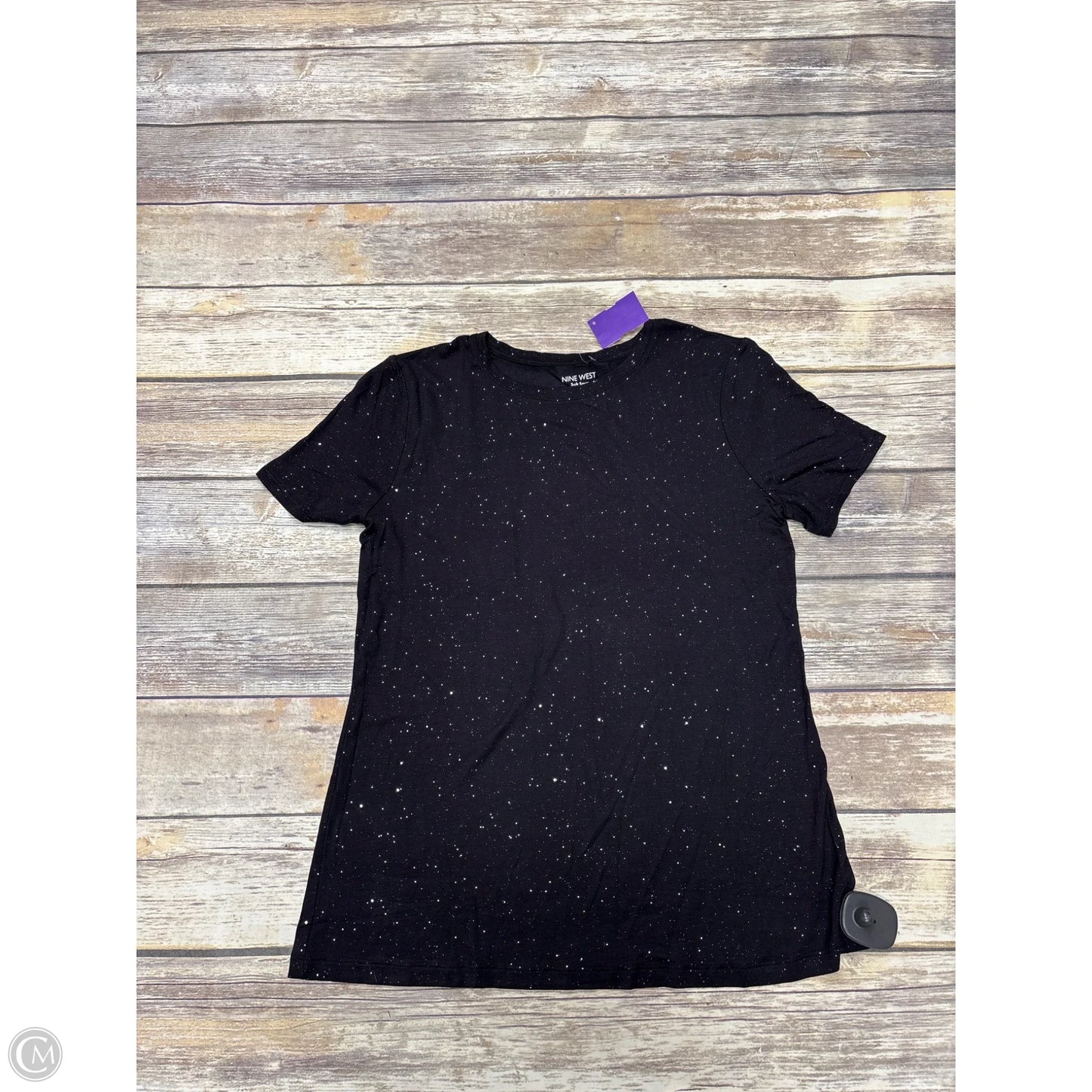 Top Short Sleeve Basic By Nine West In Black & Silver, Size: M