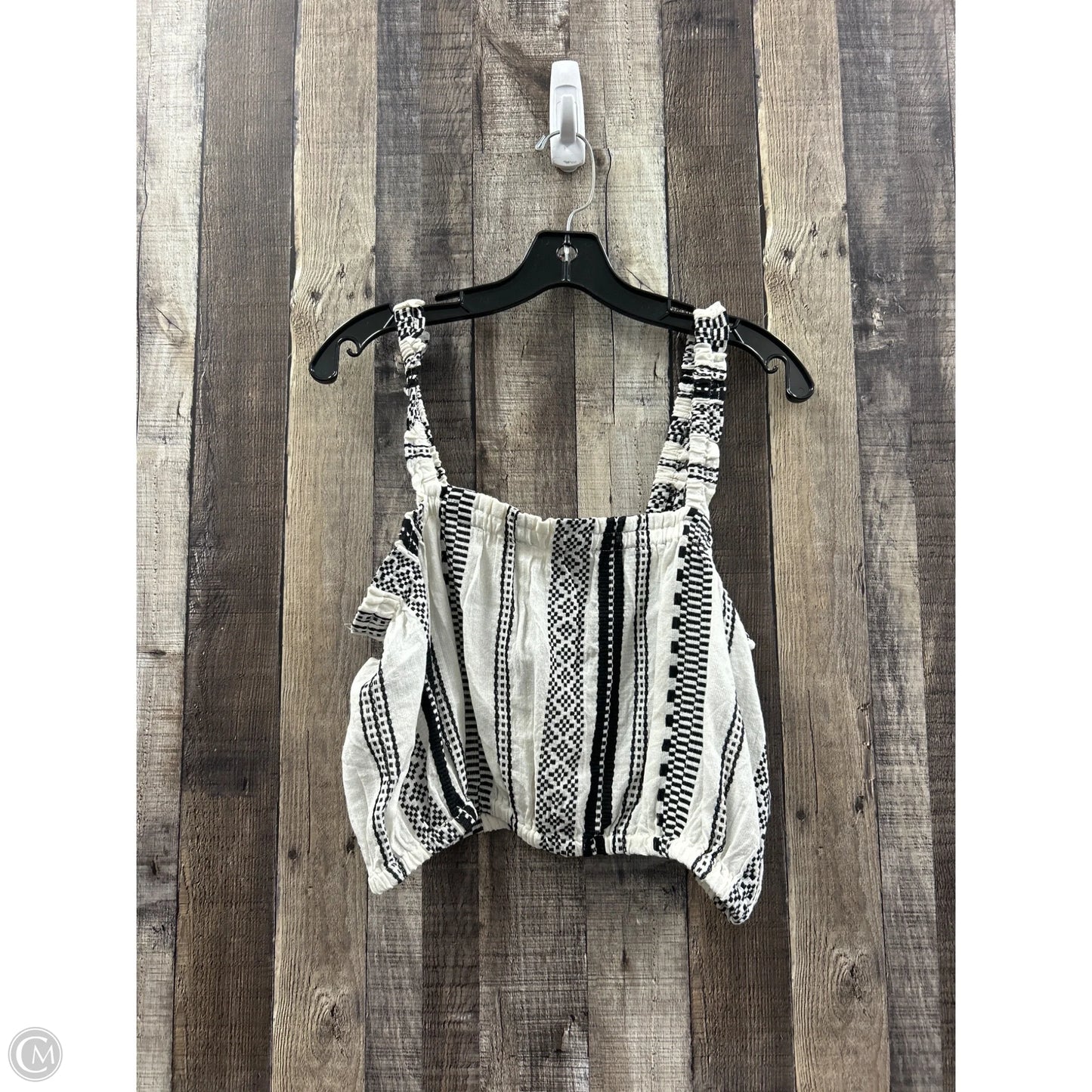 Top Sleeveless By Elan In Black & Cream, Size: L