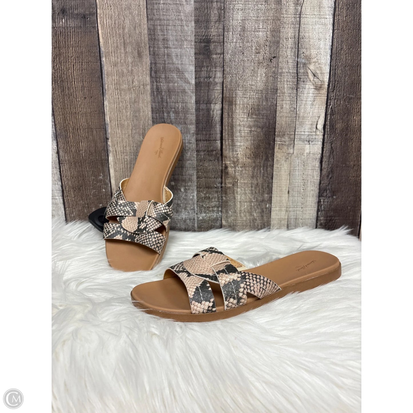 Sandals Flats By Universal Thread In Snakeskin Print, Size: 7.5