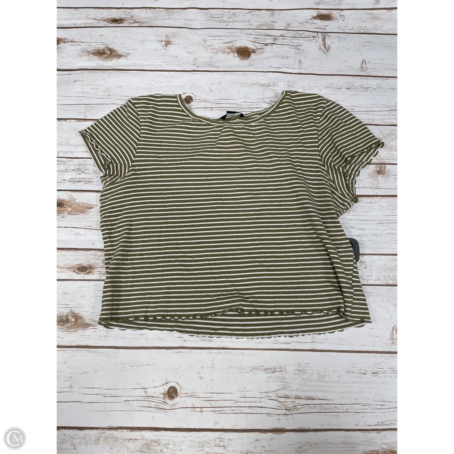 Top Short Sleeve By American Eagle In Striped Pattern, Size: L