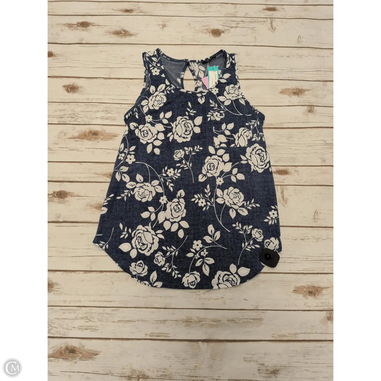 Top Sleeveless By Papermoon In Blue & White, Size: M
