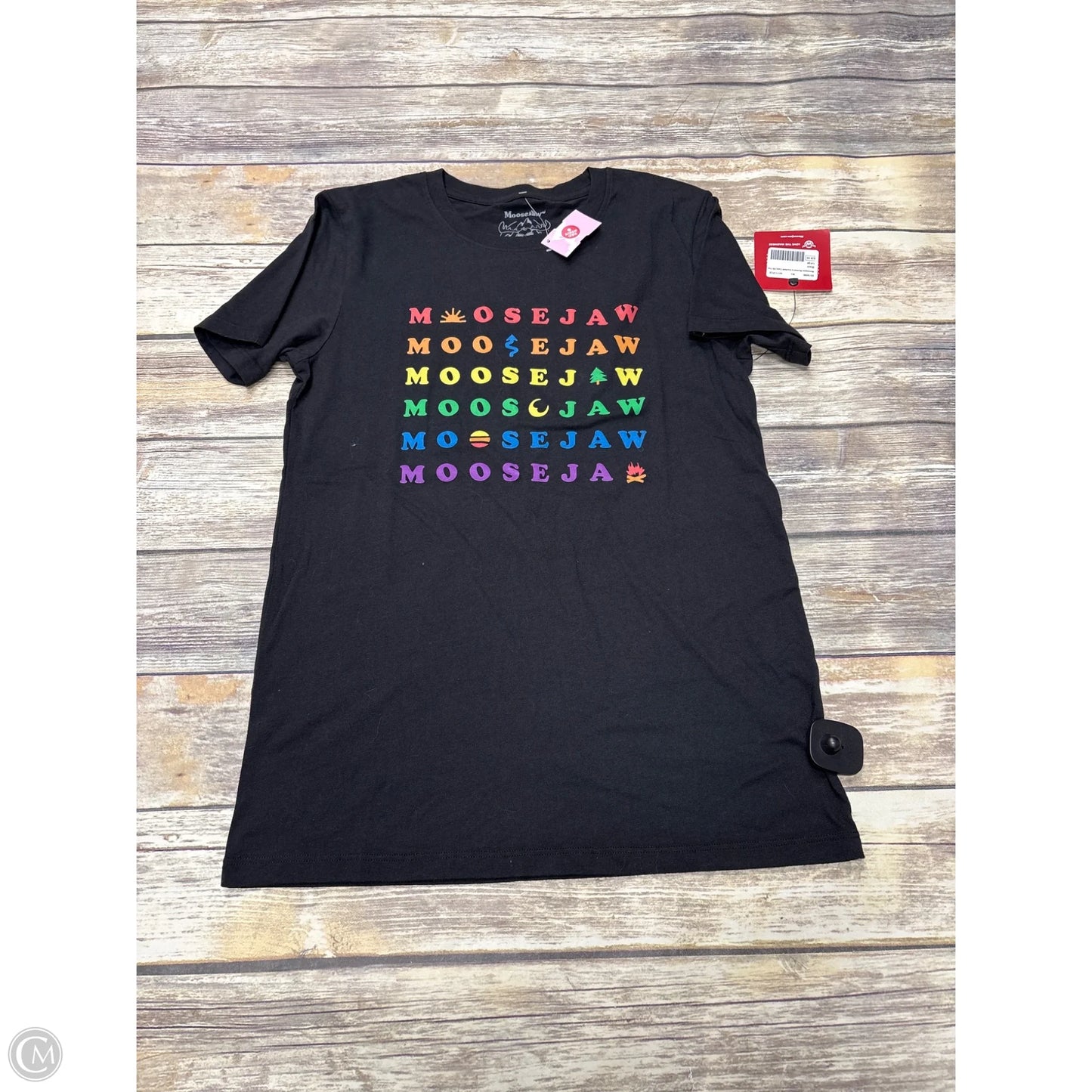 Top Short Sleeve By Cme In Black, Size: L