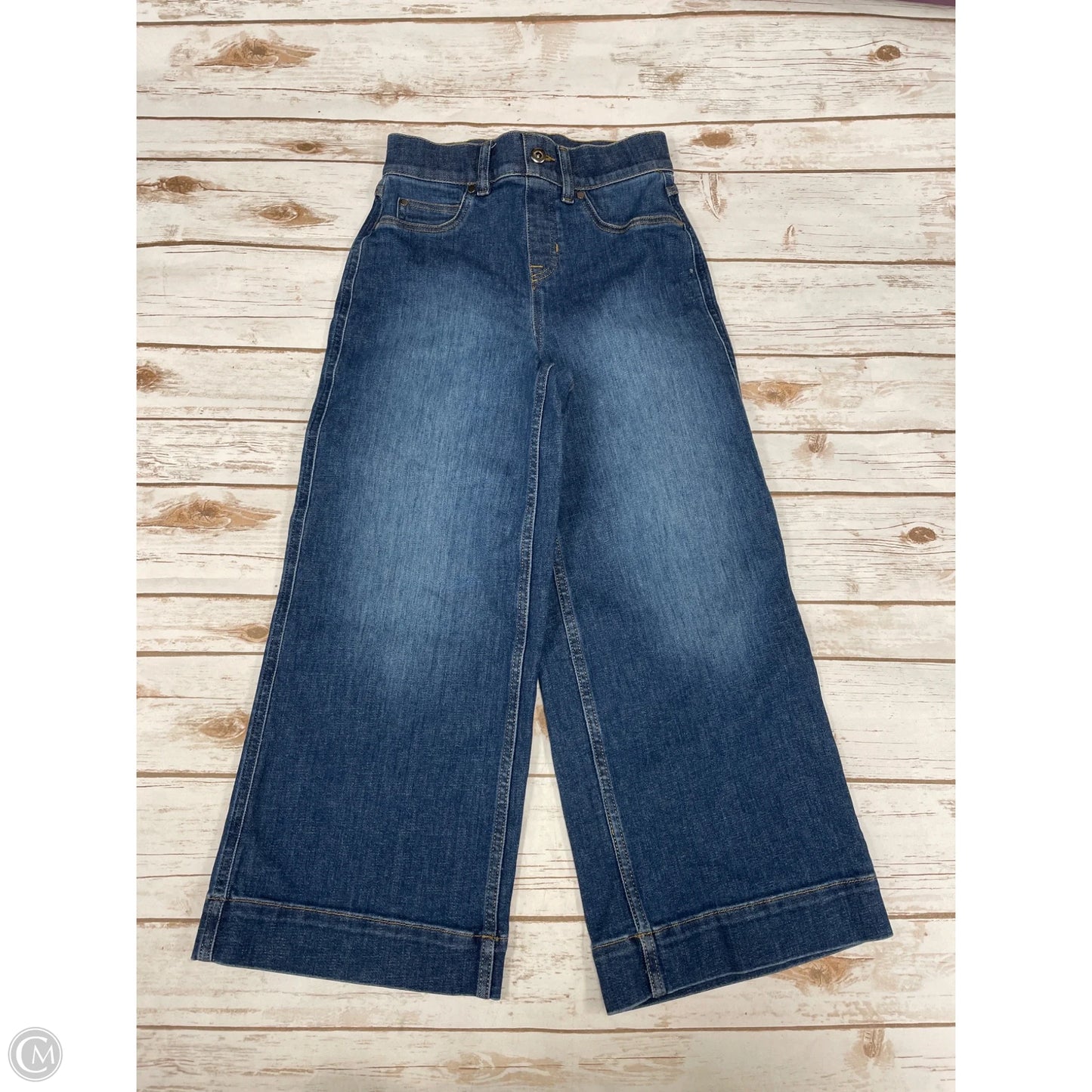 Jeans Wide Leg By Spanx In Blue Denim, Size: Xs