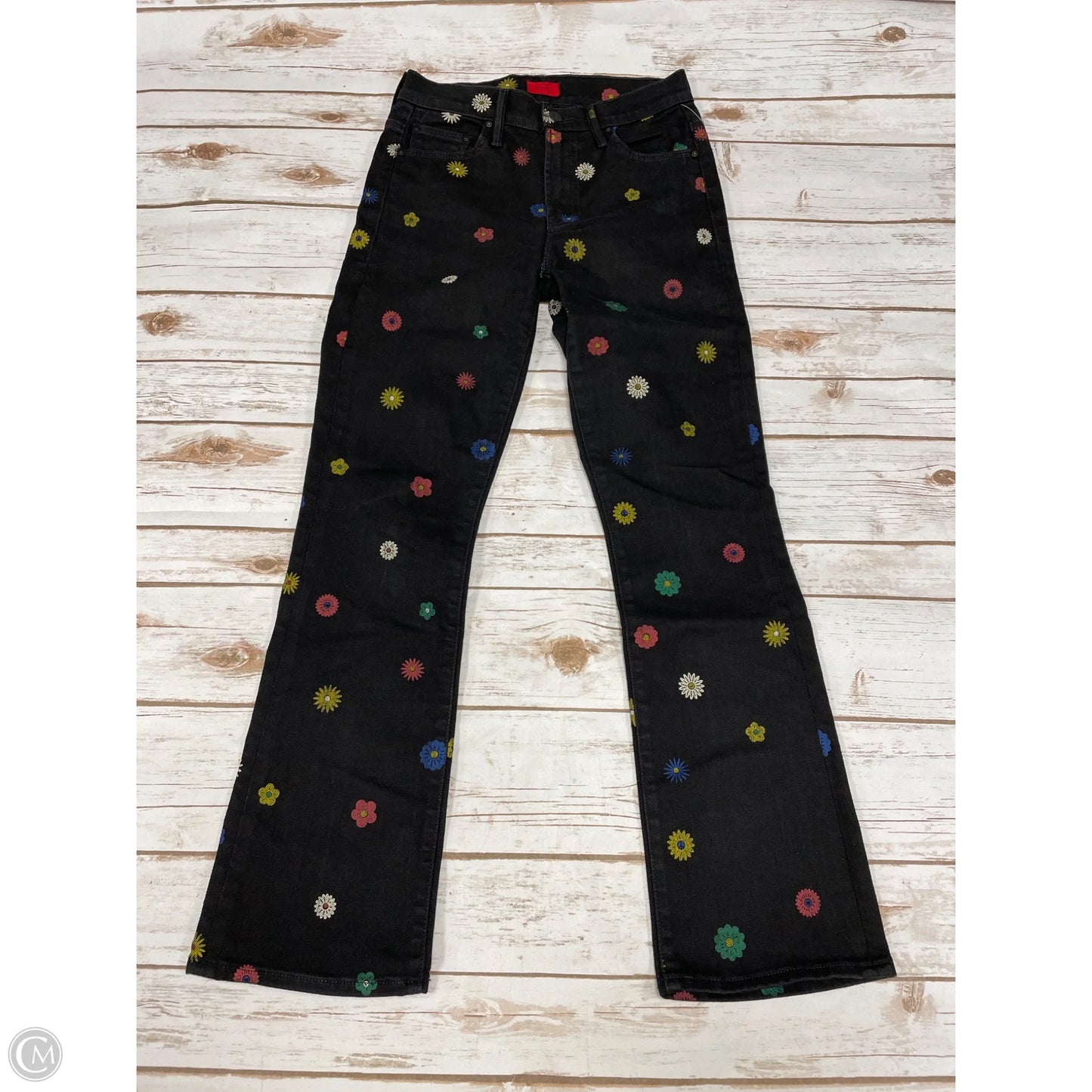 Jeans Straight By Mother In Black Denim, Size: 2