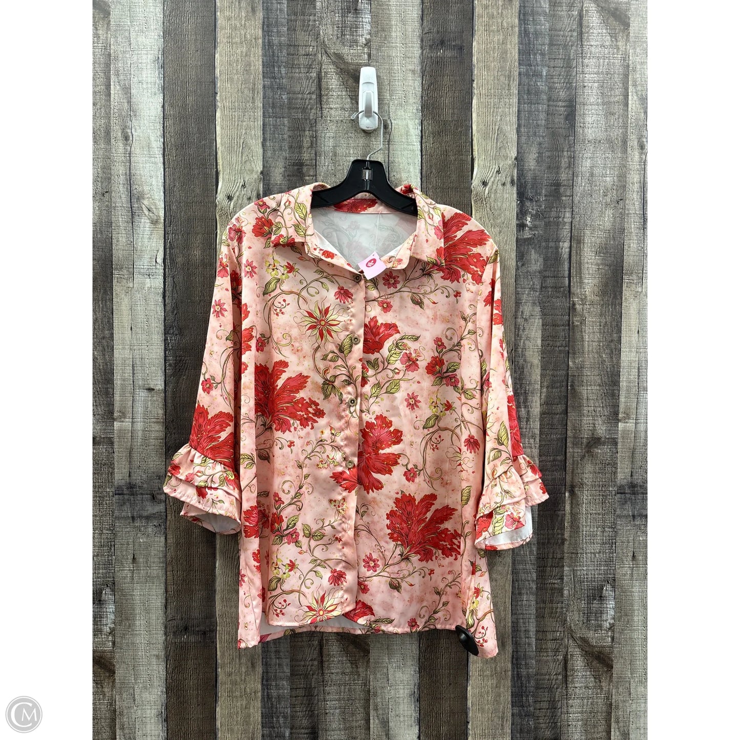 Top 3/4 Sleeve By Cmf In Floral Print, Size: Xl
