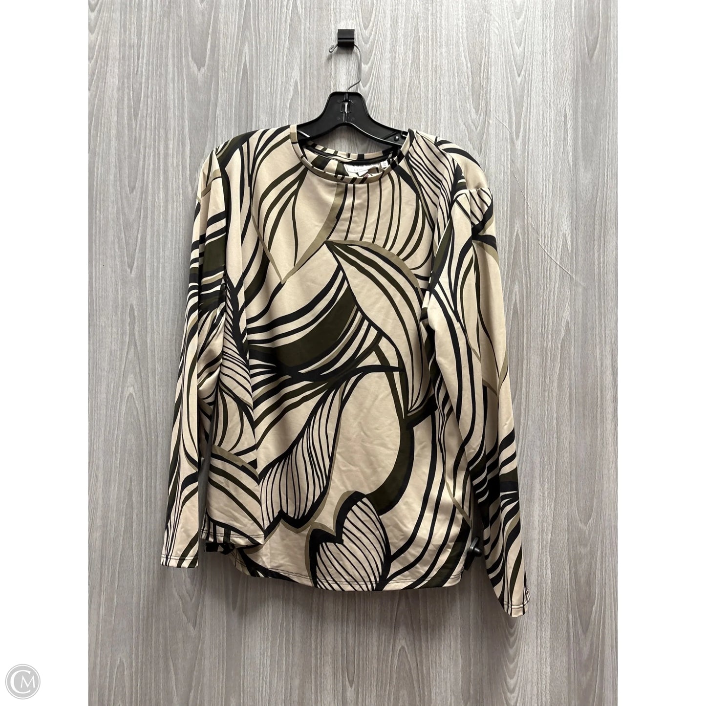 Top Long Sleeve By Chicos In Green & Tan, Size: Xl