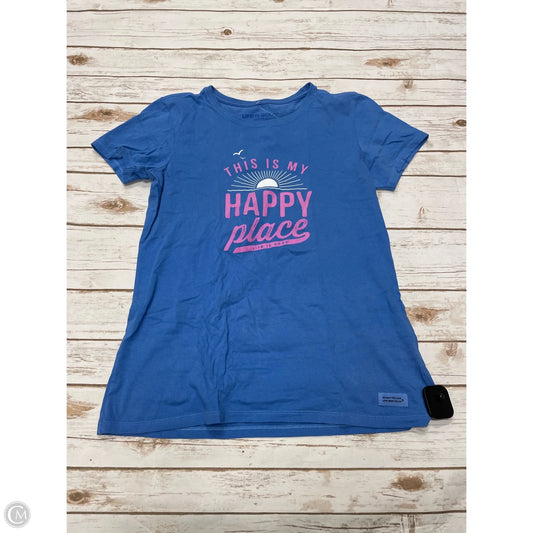 Top Short Sleeve By Life Is Good In Blue, Size: M