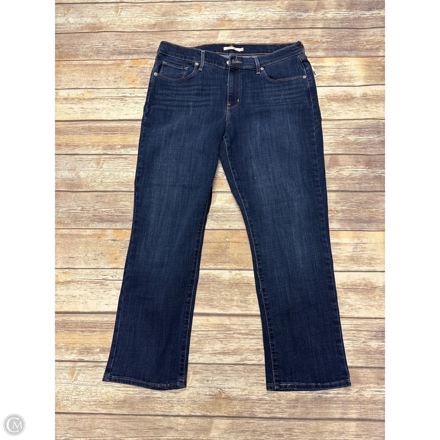 Jeans Straight By Levis In Blue Denim, Size: 14