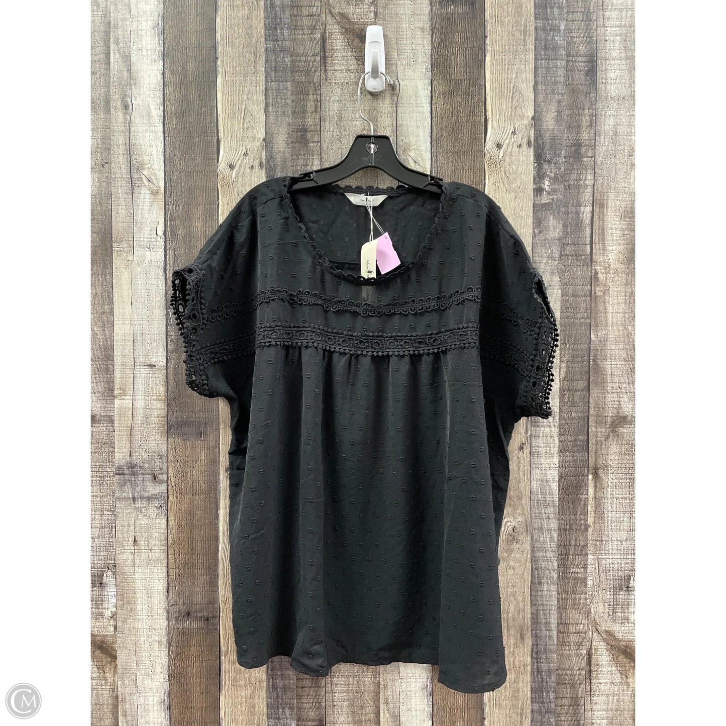 Top Short Sleeve By Agnes Orinda In Black, Size: 2x