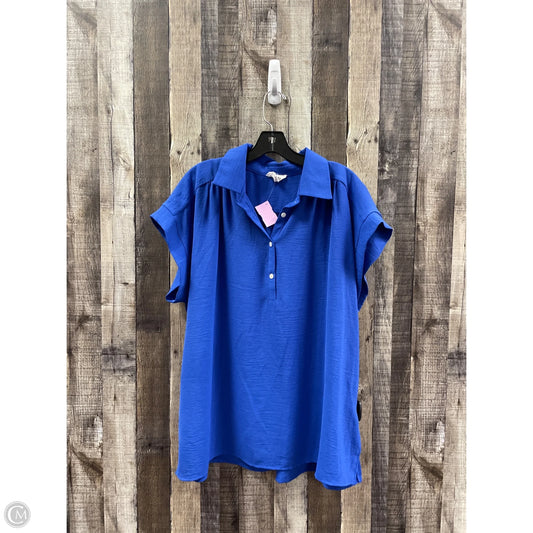 Top Short Sleeve By Andree By Unit In Blue, Size: 1x