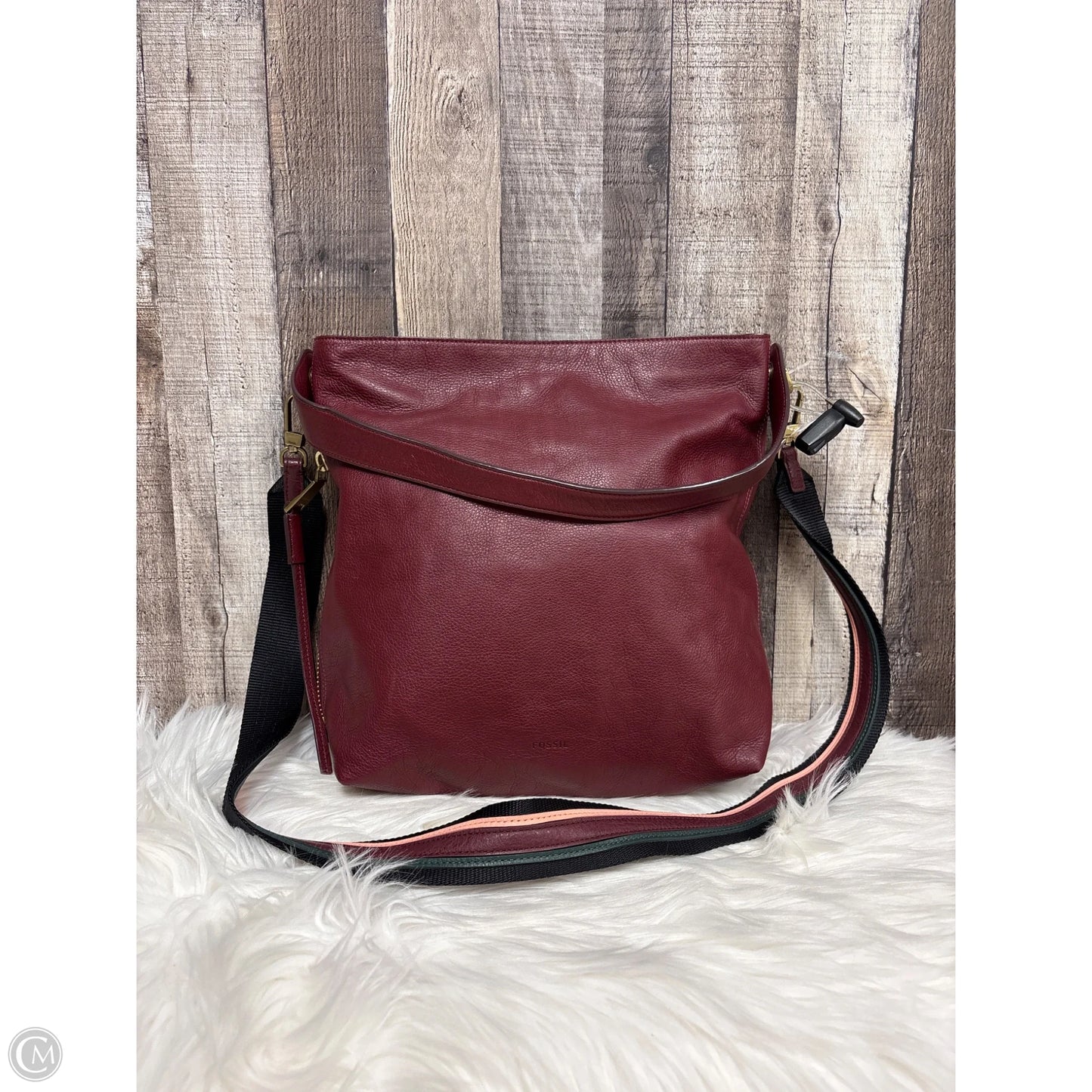 Handbag Leather By Fossil, Size: Large