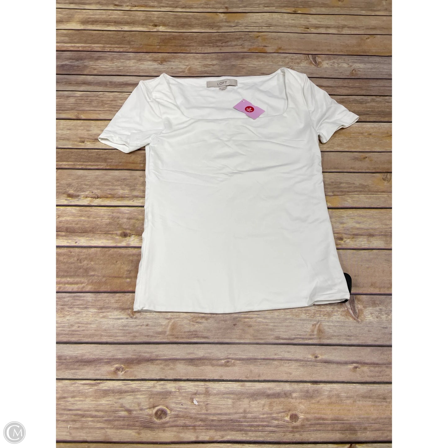 Top Short Sleeve By Loft In White