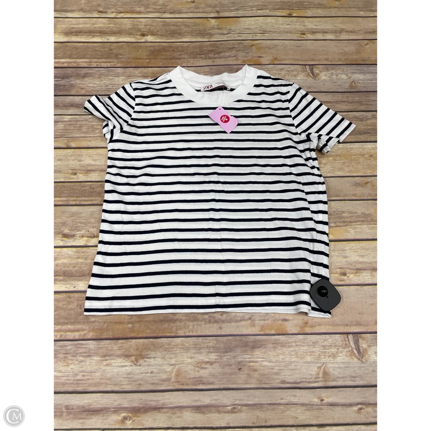 Top Short Sleeve Basic By Zara In Striped Pattern, Size: Xs