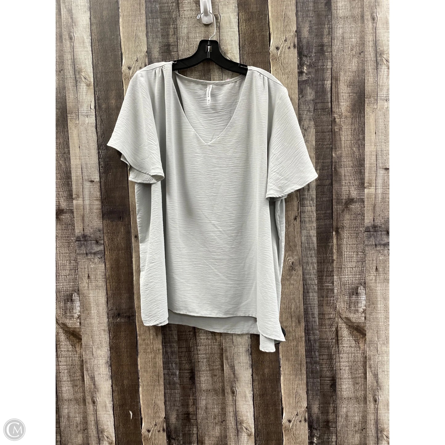 Top Short Sleeve By Zenana In Silver, Size: 3x