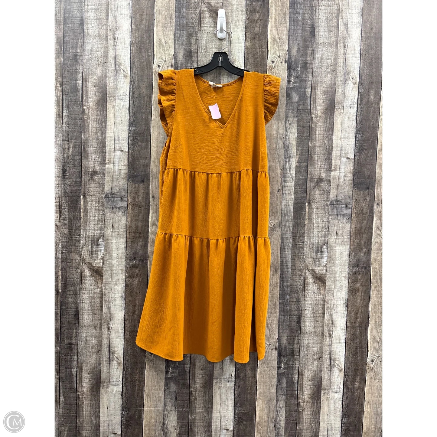 Dress Casual Midi By Betseys Boutique Shop In Gold, Size: Xl