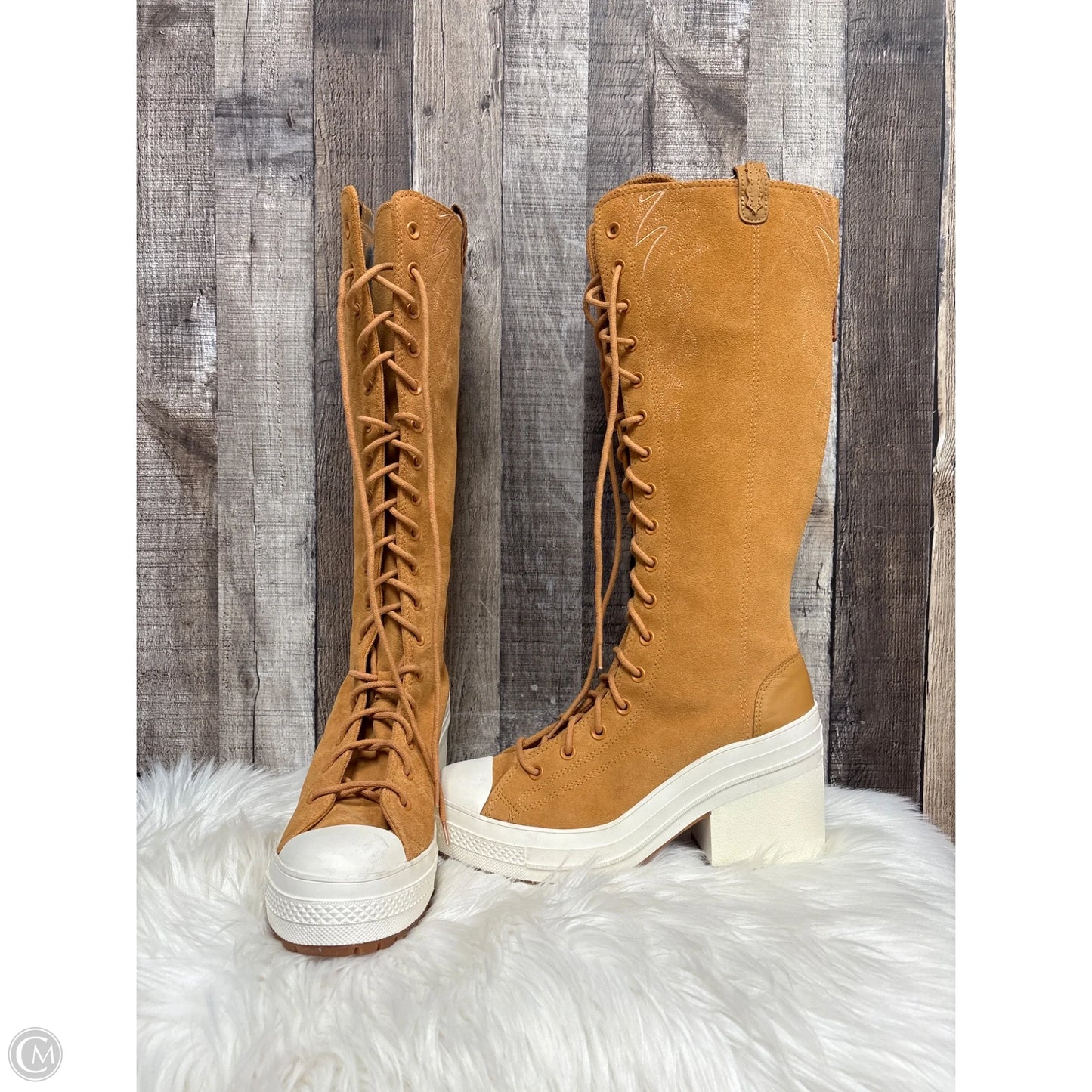 Boots Knee Heels By Converse In Tan, Size: 11.5