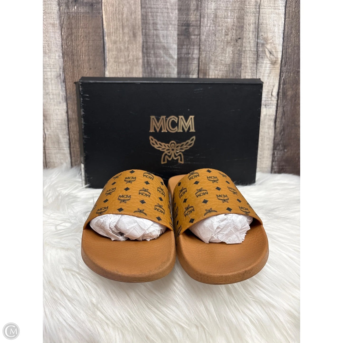 Sandals Luxury Designer By Mcm In Brown, Size: 10