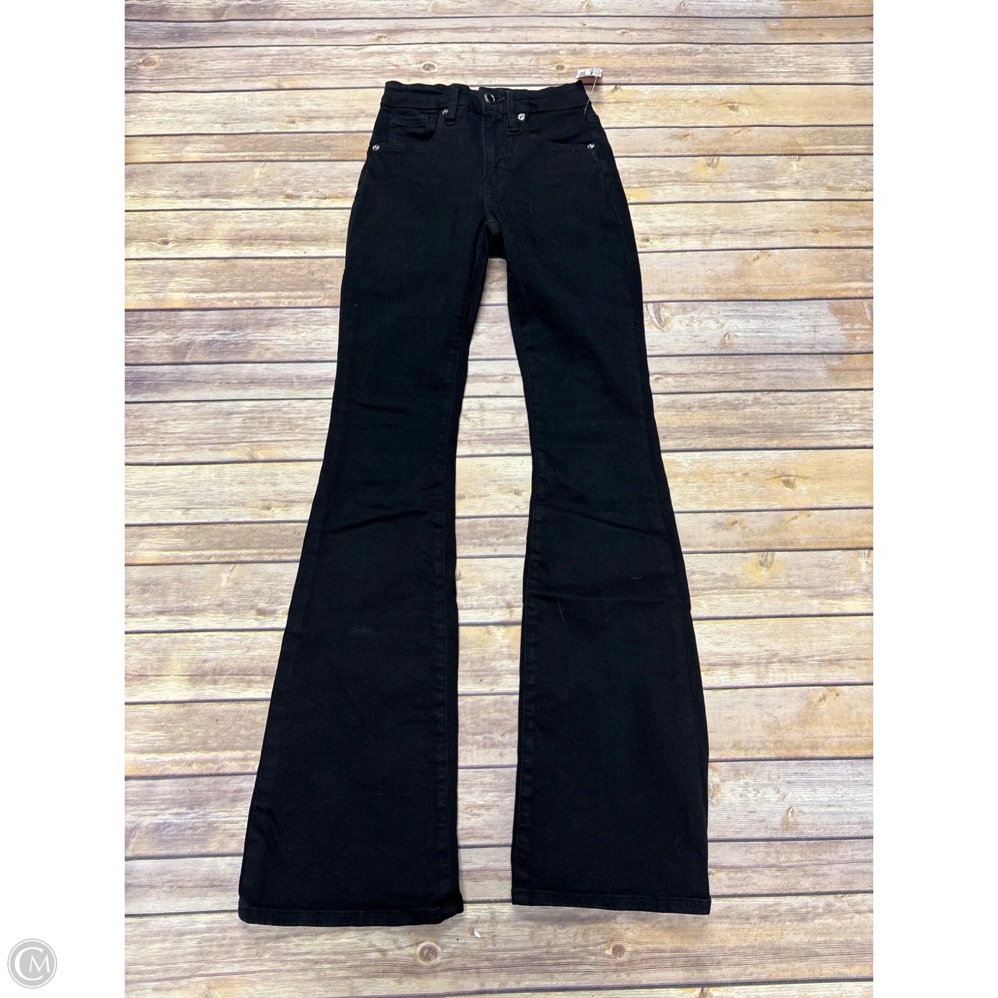 Jeans Flared By Good American In Black Denim, Size: 0