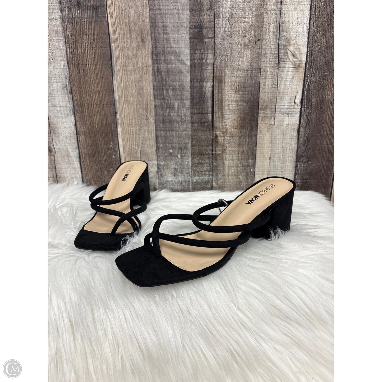 Sandals Heels Block By Fashion Nova In Black, Size: 9