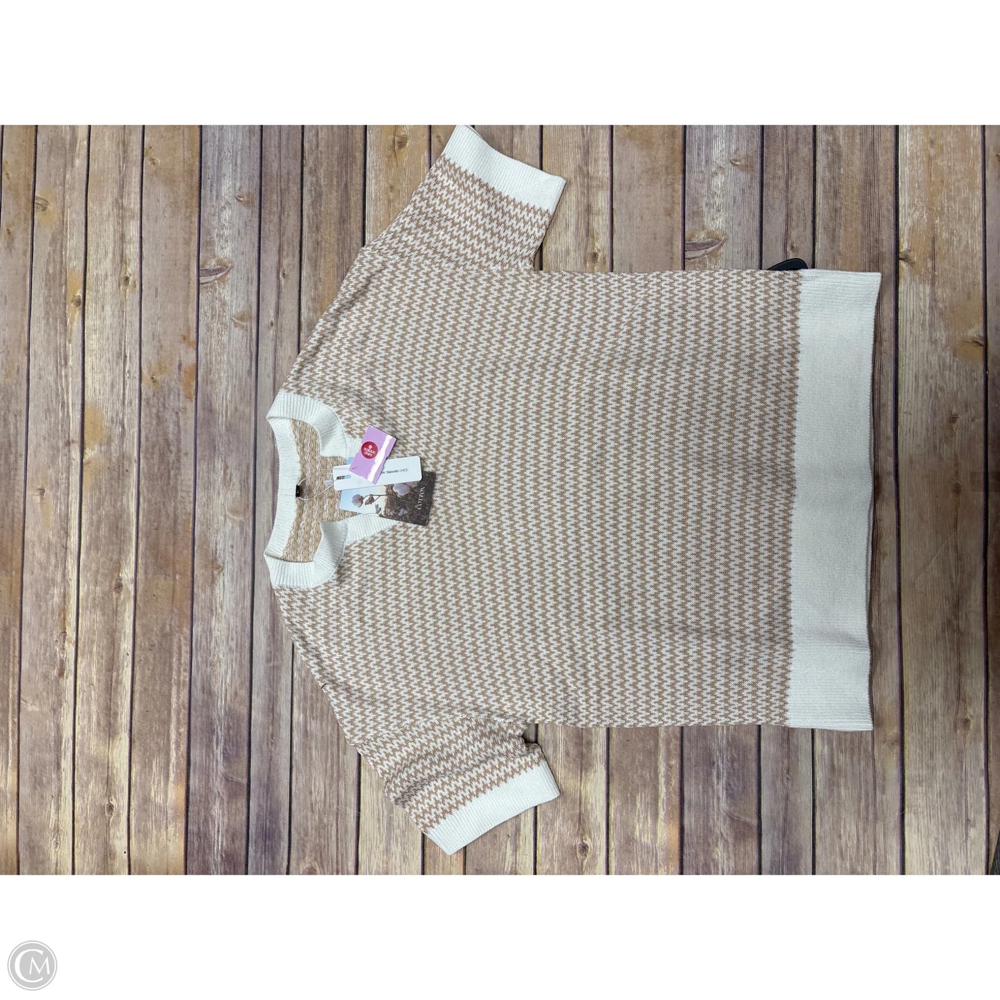 Sweater Short Sleeve By Cme In Beige, Size: L