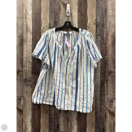 Top Short Sleeve By Style And Company In Blue & White, Size: 2x