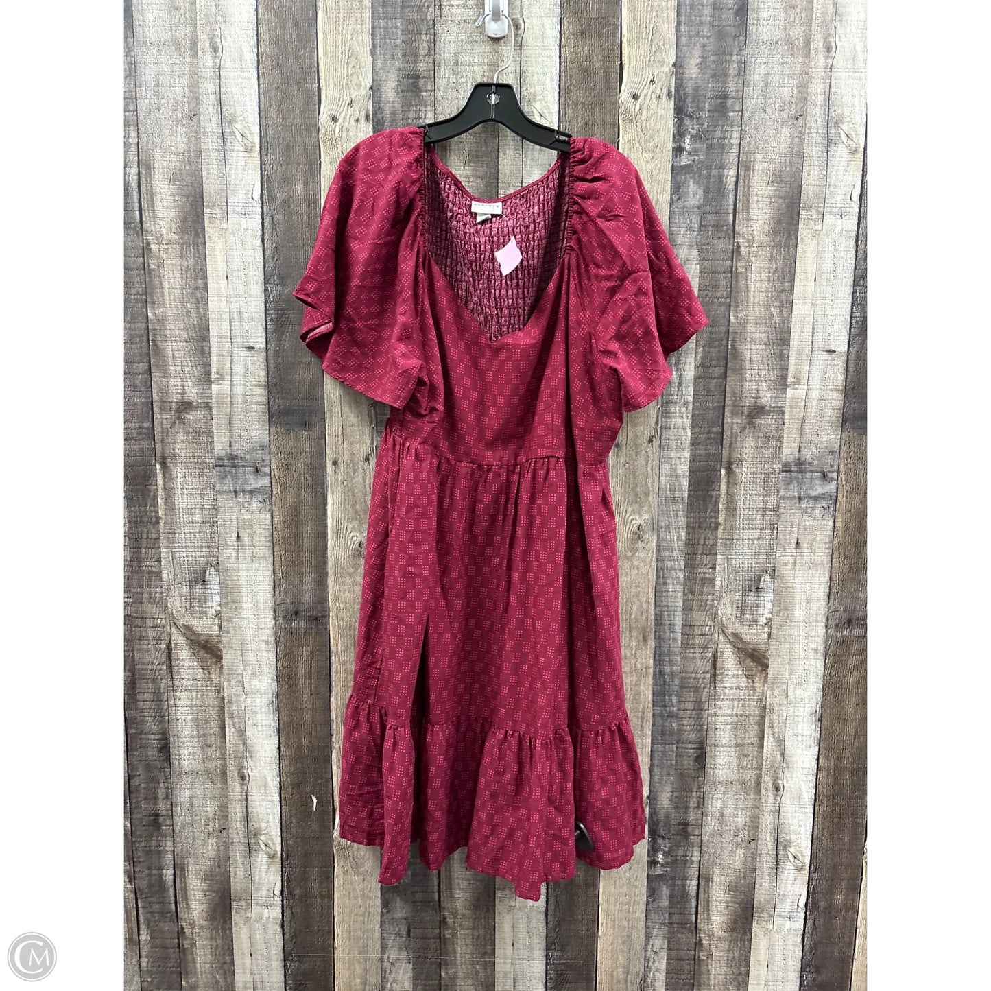 Dress Casual Midi By Ava & Viv In Maroon, Size: 2x