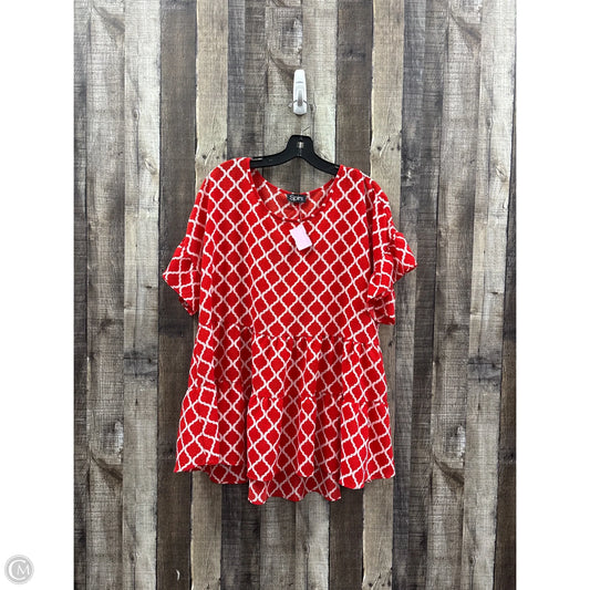 Top Short Sleeve By Spin In Red & White, Size: 1x