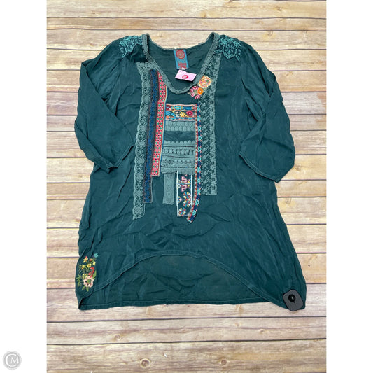 Tunic 3/4 Sleeve By Johnny Was In Green, Size: L
