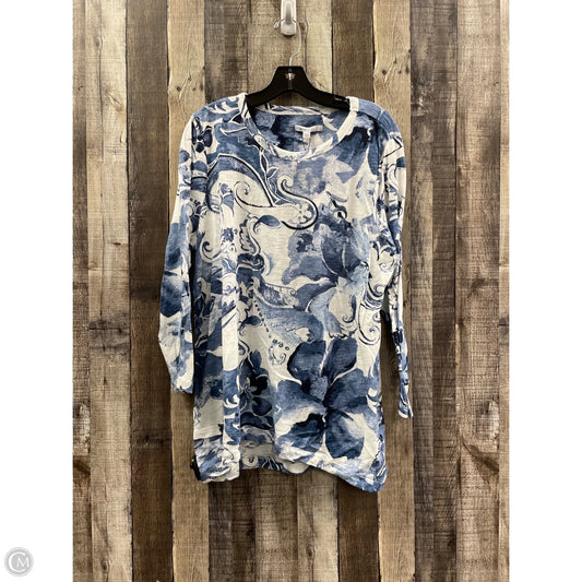 Tunic Long Sleeve By Chicos In Blue & White, Size: Xl