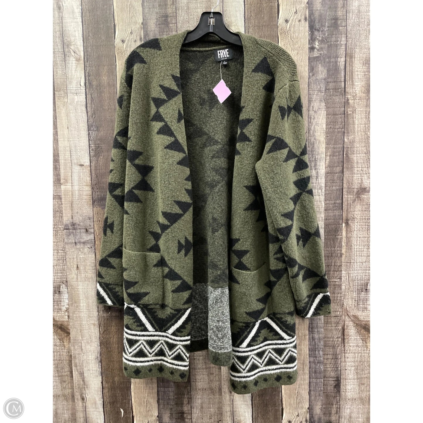 Sweater Cardigan Designer By Frye In Green, Size: L