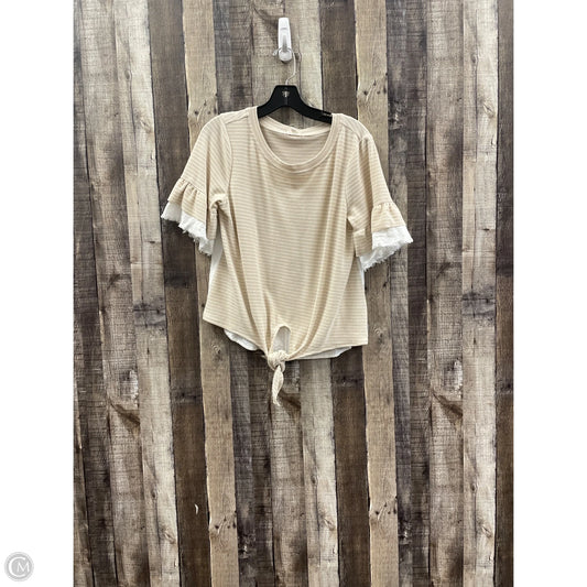 Top Short Sleeve By Hem & Thread In Tan & White, Size: S