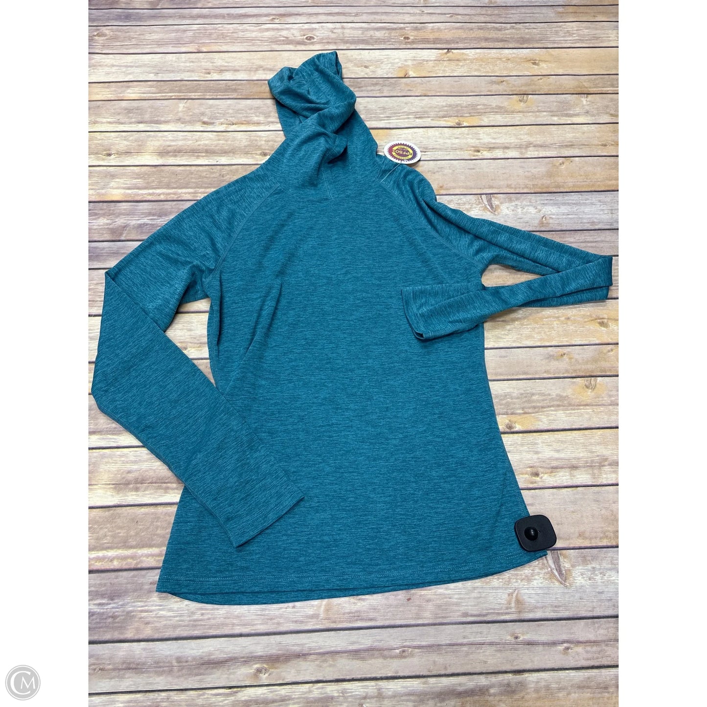 Athletic Top Long Sleeve Hoodie By Cmf In Teal, Size: M