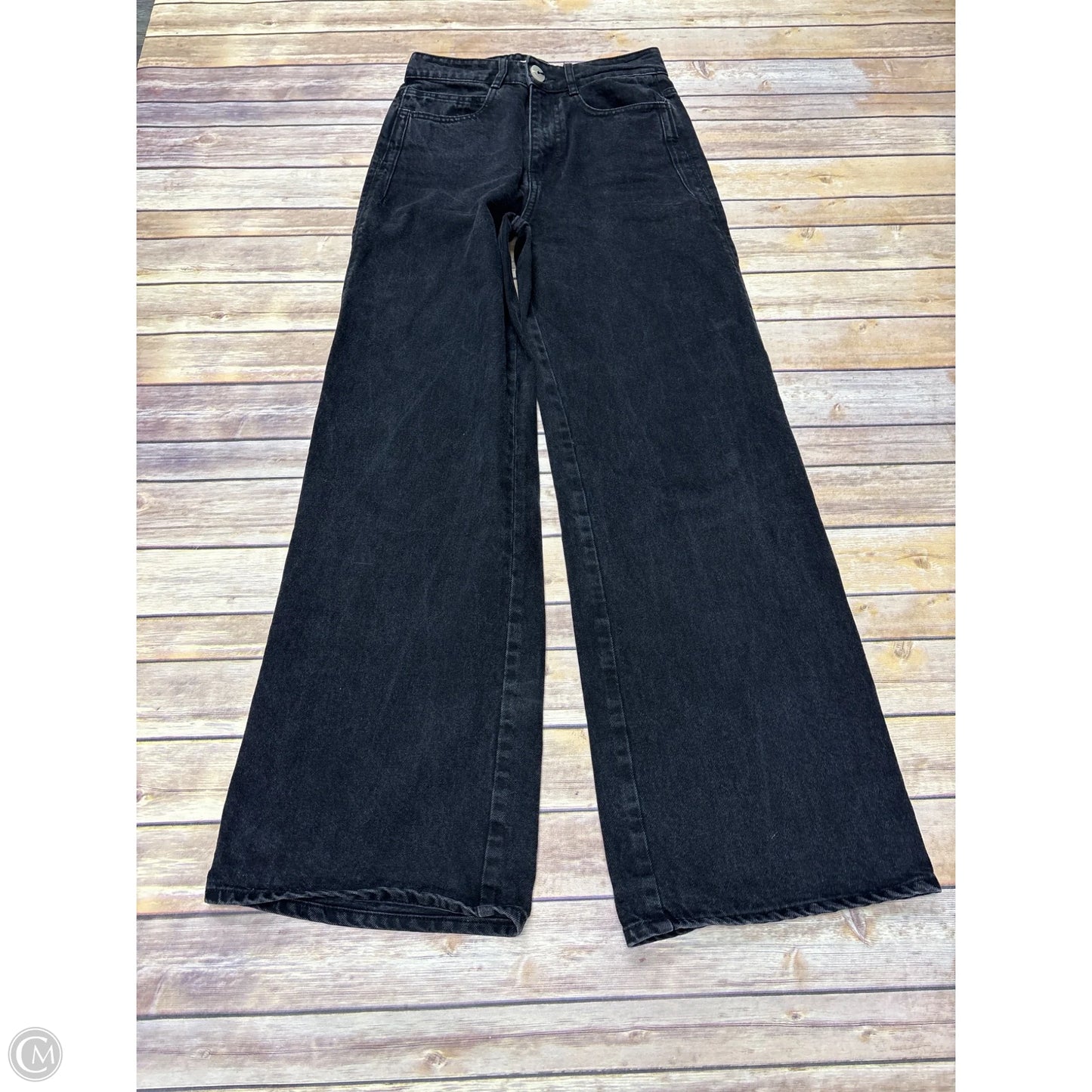 Jeans Wide Leg By Zara In Black Denim, Size: 6