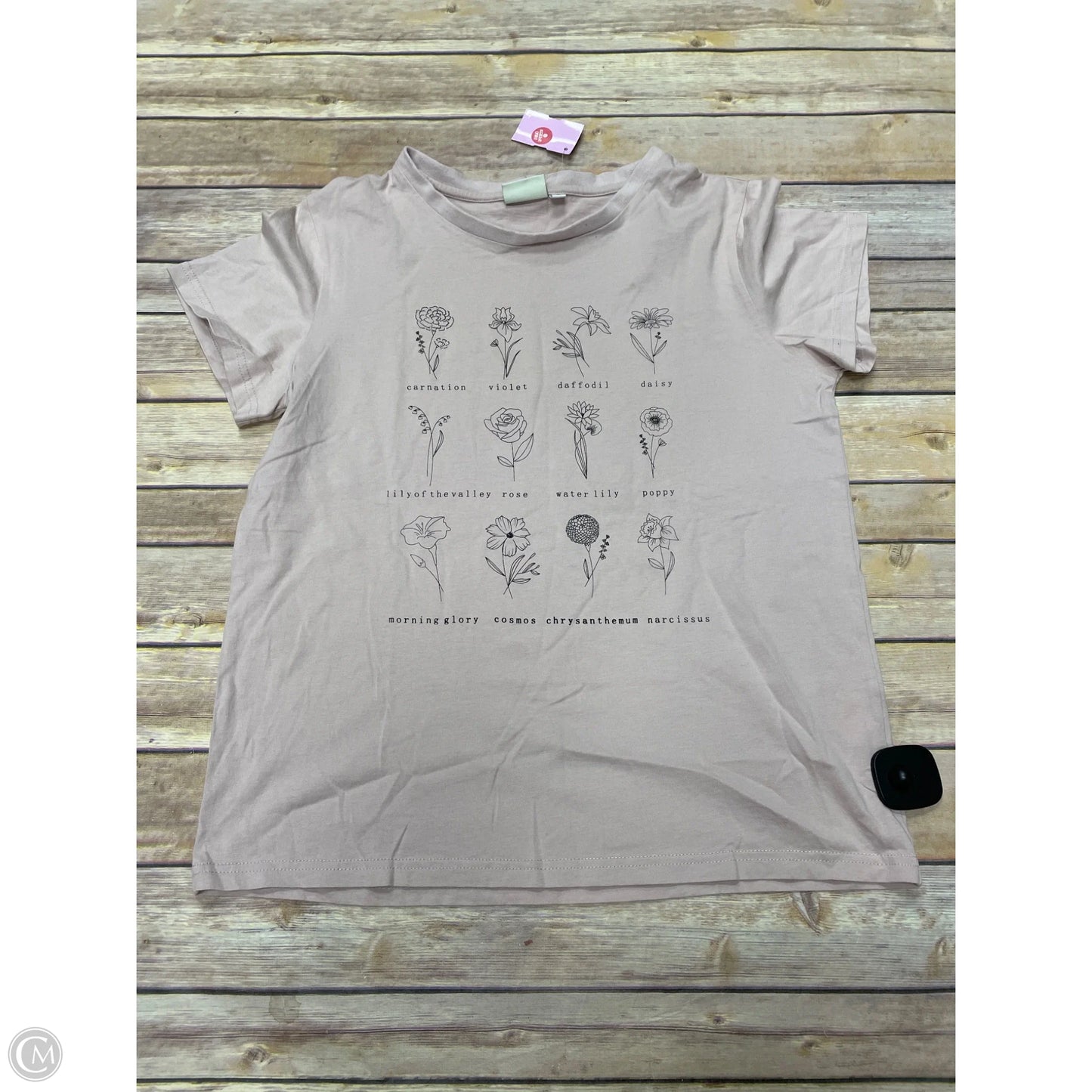 Top Short Sleeve By Cme In Pink, Size: S