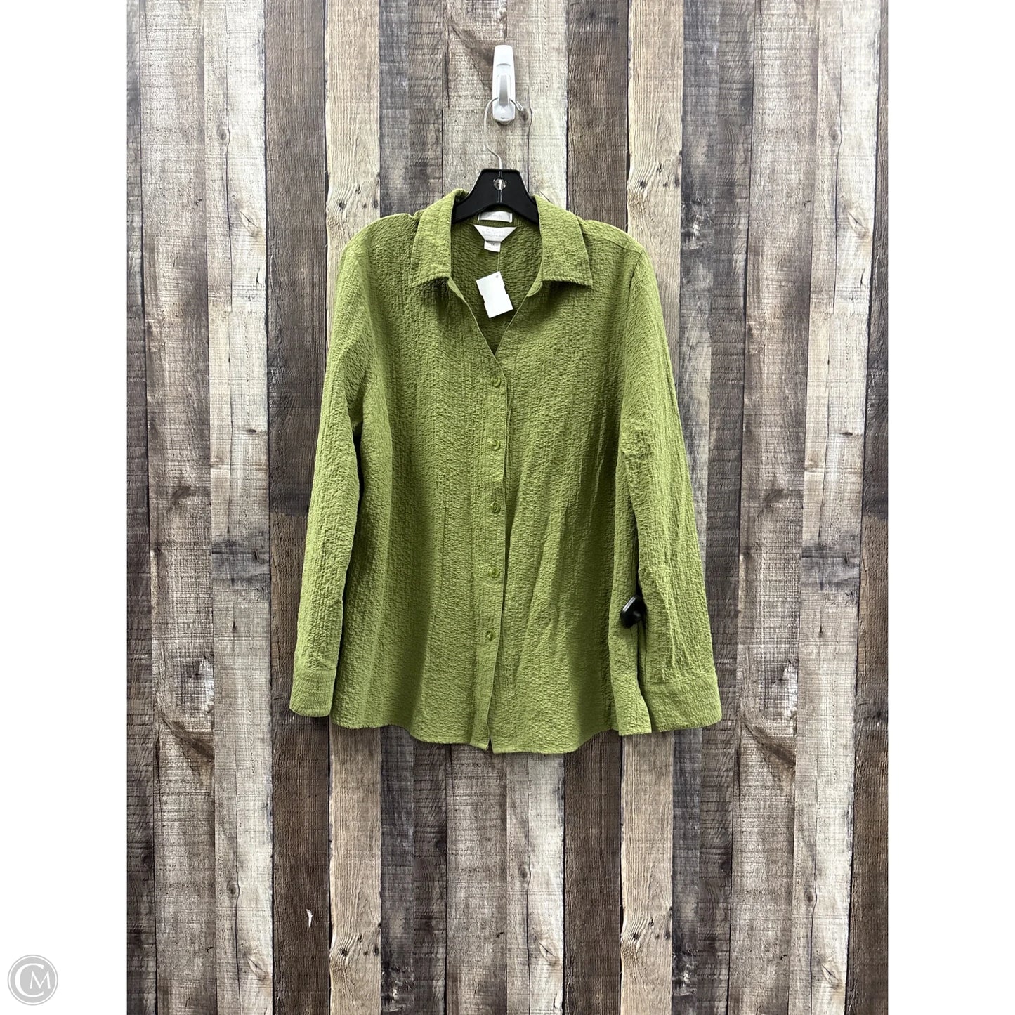Top Long Sleeve By Cj Banks In Green, Size: 1x