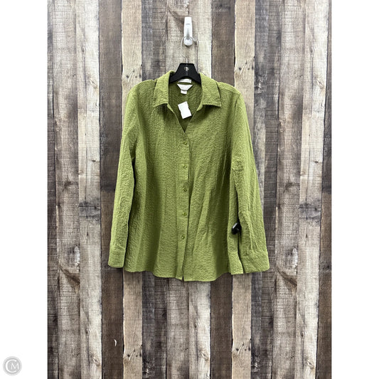 Top Long Sleeve By Cj Banks In Green, Size: 1x