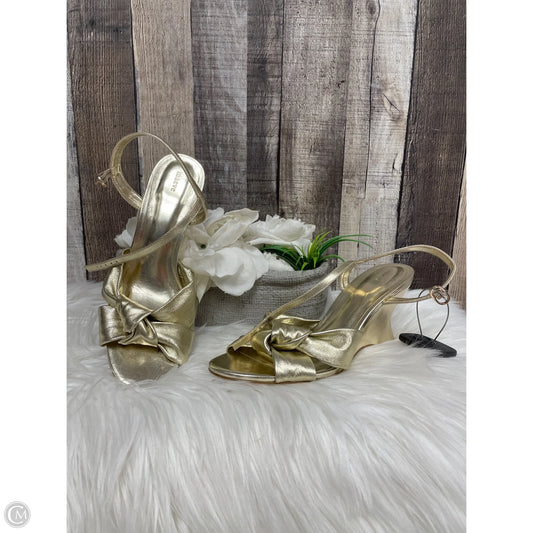 Shoes Heels Wedge By Maeve In Gold, Size: 7