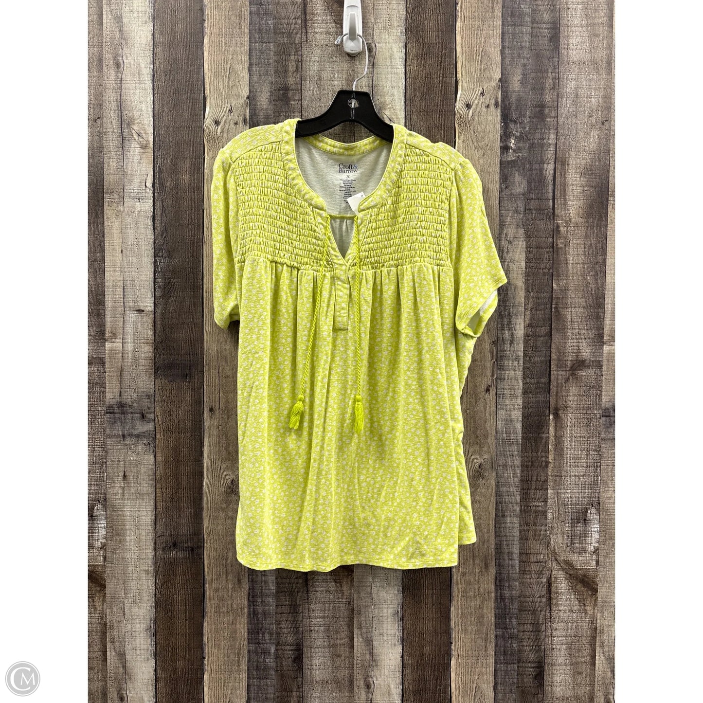 Top Short Sleeve By Croft And Barrow In Yellow, Size: 2x