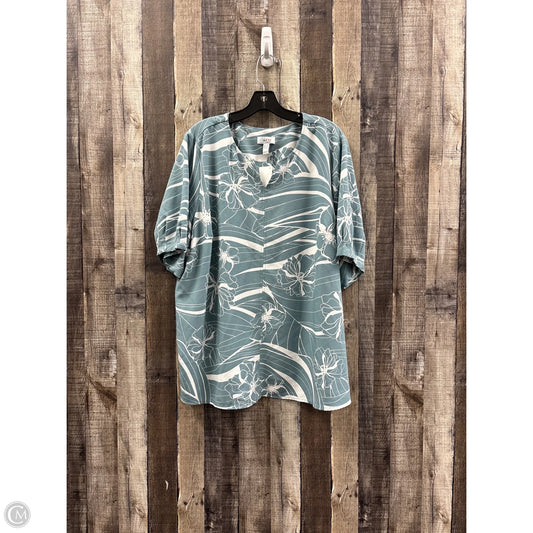 Top Short Sleeve By D&co. In Blue & White, Size: 2x