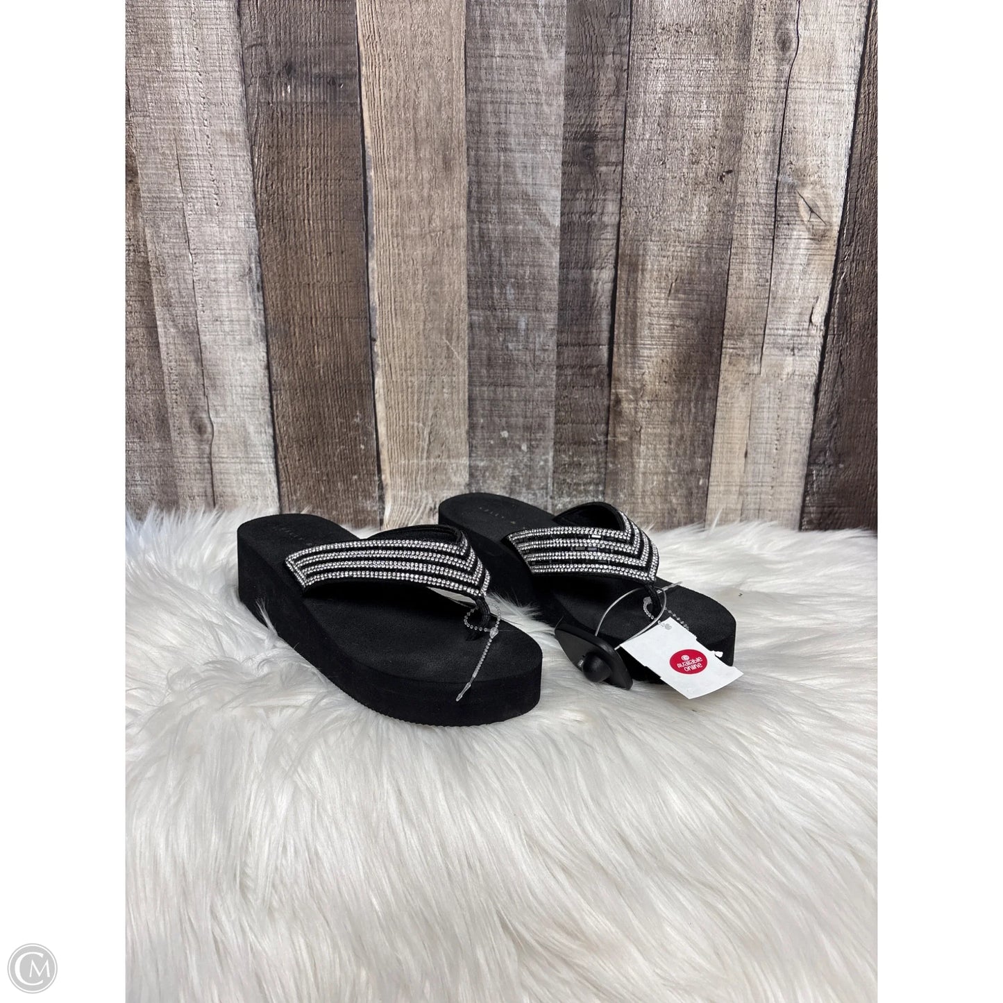 Sandals Heels Wedge By Kelly And Katie In Black & Silver, Size: 6
