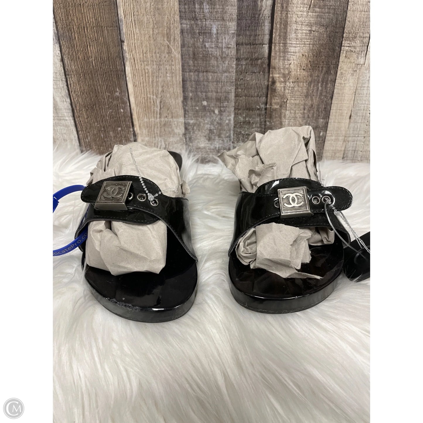 Sandals Luxury Designer By Chanel In Black, Size: 11
