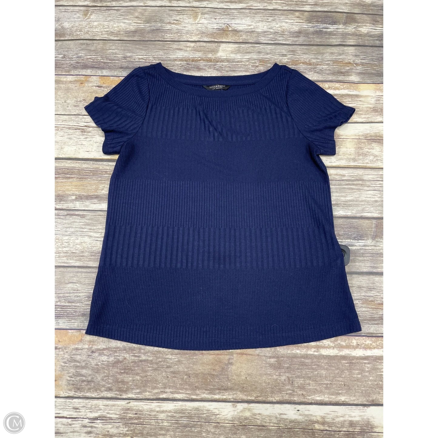 Top Short Sleeve By Liverpool In Navy, Size: M
