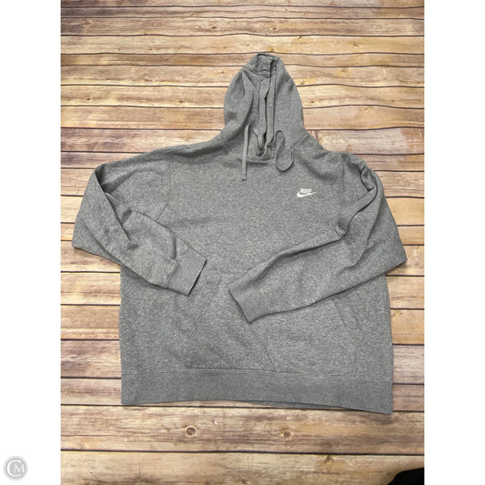 Athletic Sweatshirt Hoodie By Nike In Grey, Size: L