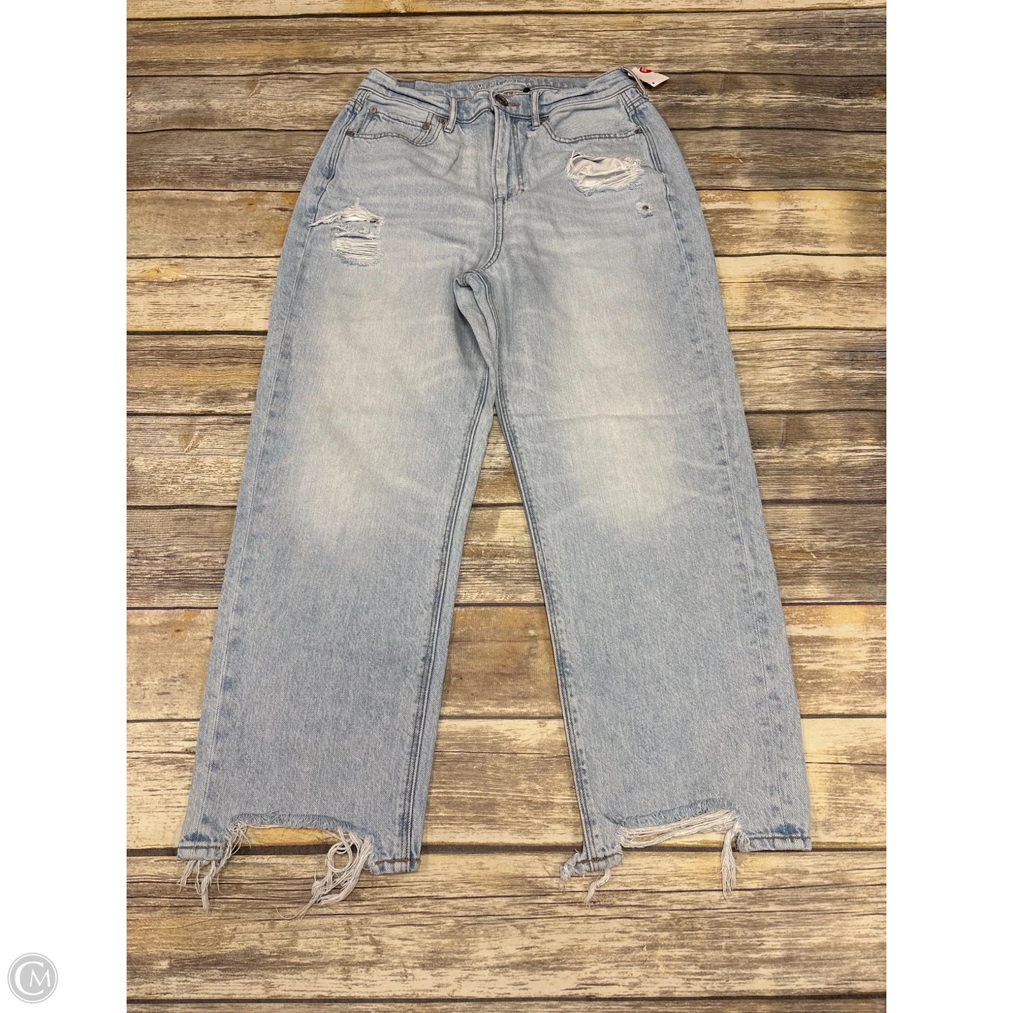 Jeans Straight By American Eagle In Blue Denim, Size: 12