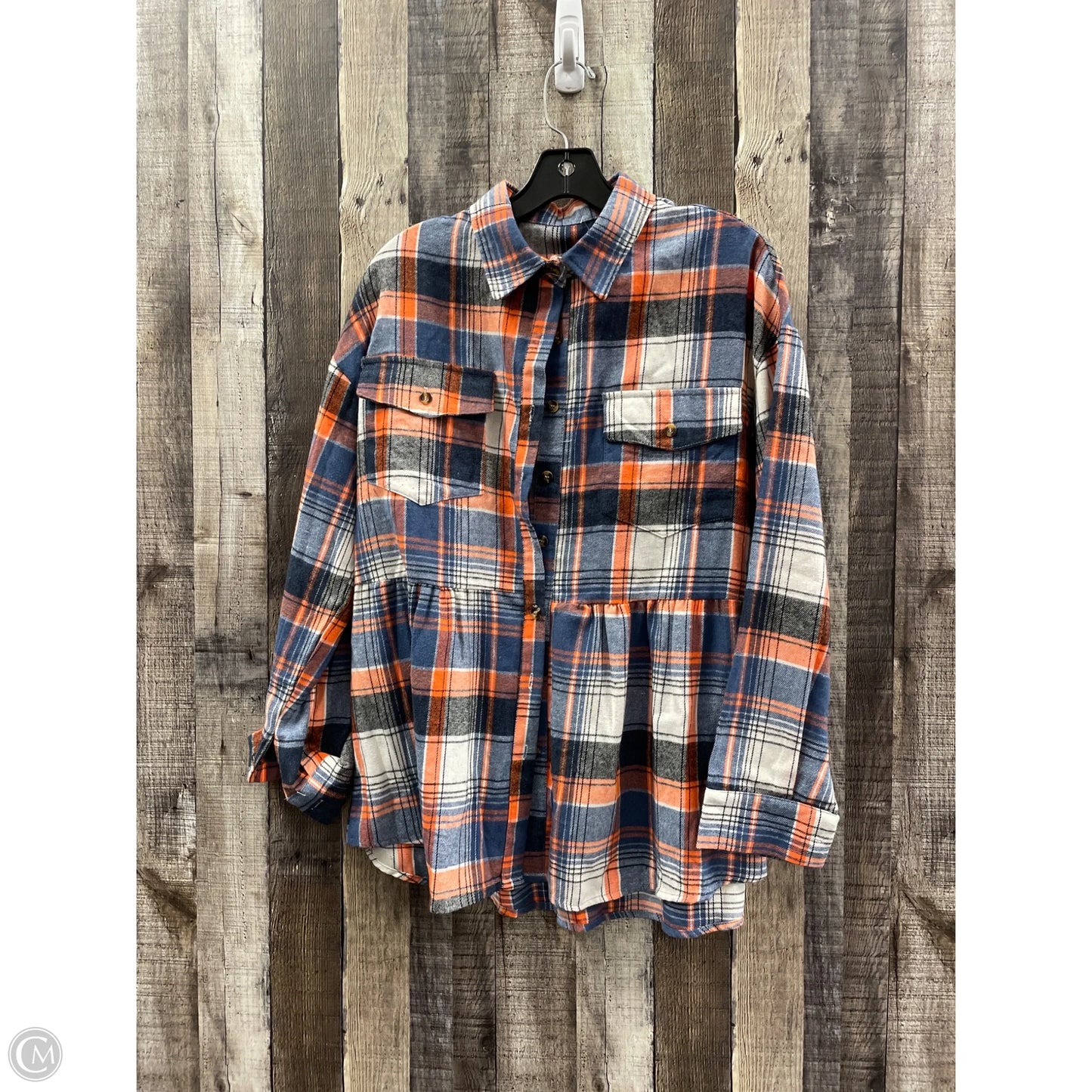 Top Long Sleeve By Cmf In Plaid Pattern, Size: S