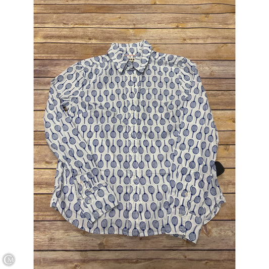 Top Long Sleeve By Boden In Blue & White, Size: S