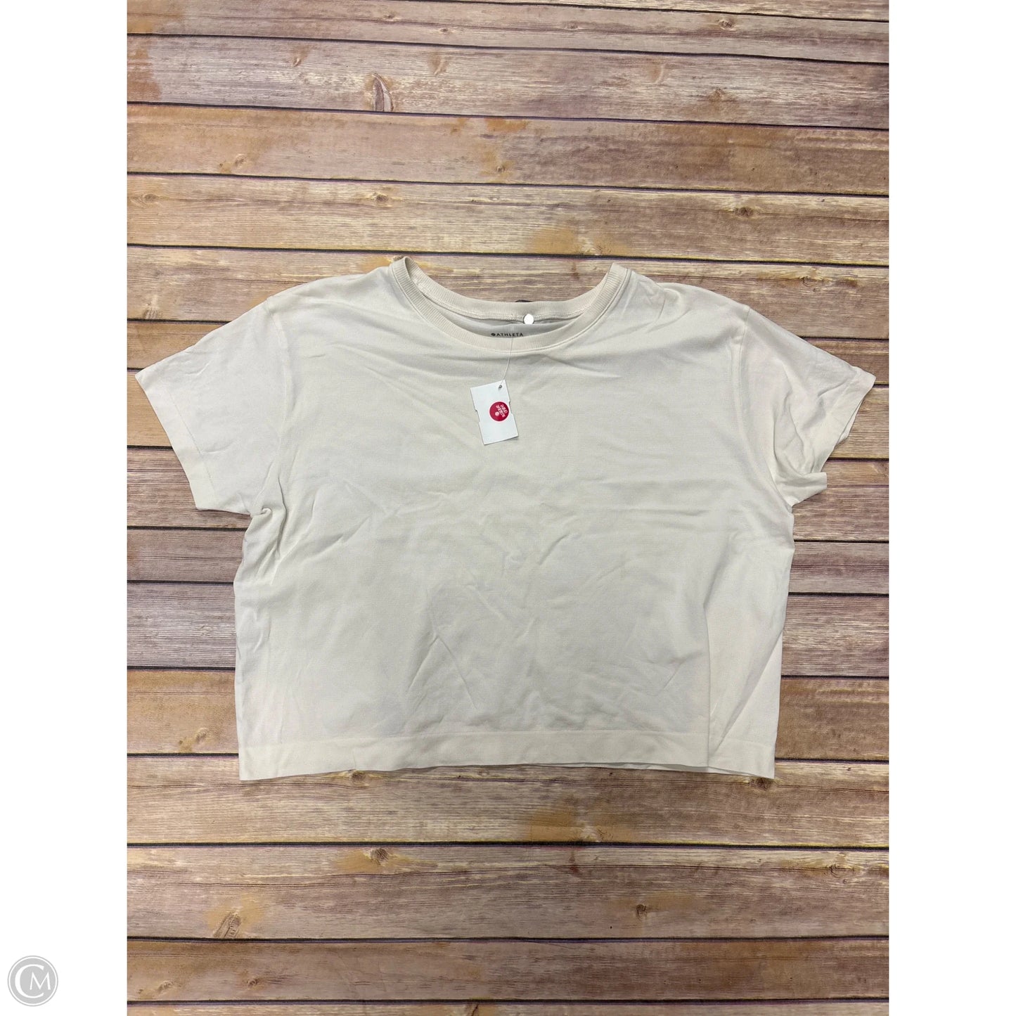 Athletic Top Short Sleeve By Athleta In Cream, Size: M