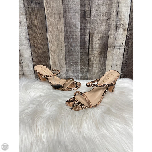 Sandals Heels Block By Lulus In Snakeskin Print, Size: 7.5